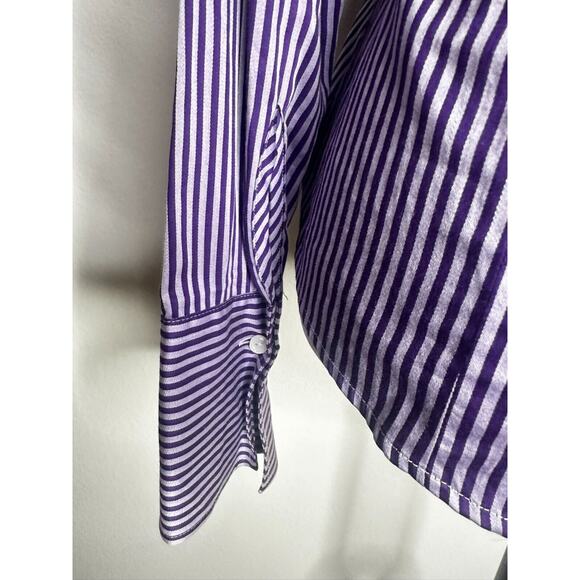 Charles Tyrwhitt Woman Jermyn Street US Size 6 Purple Striped Button Down Shirt - Picture 5 of 13
